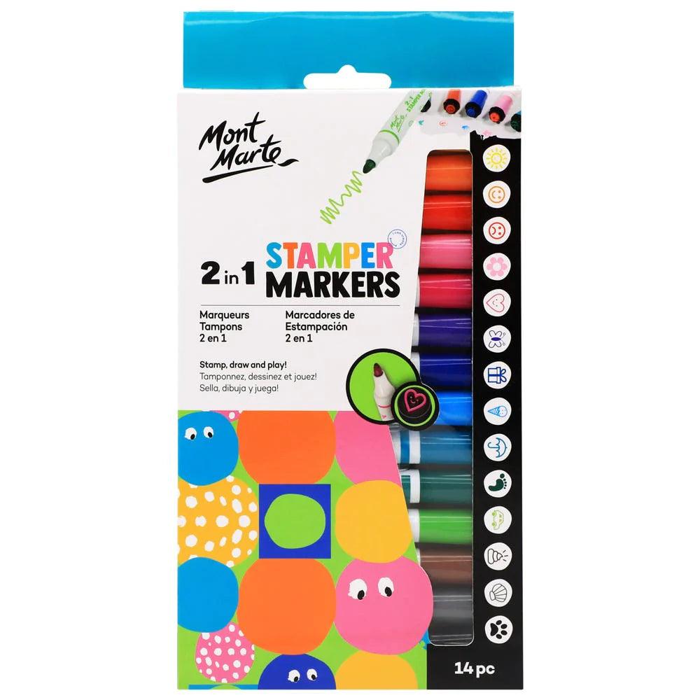 2 in 1 Stamper Markers 14pc - Mont Marte - Glowish