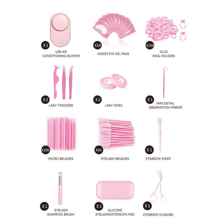 Professional Eyelash Extension Kit with Mini Fan - Glowish