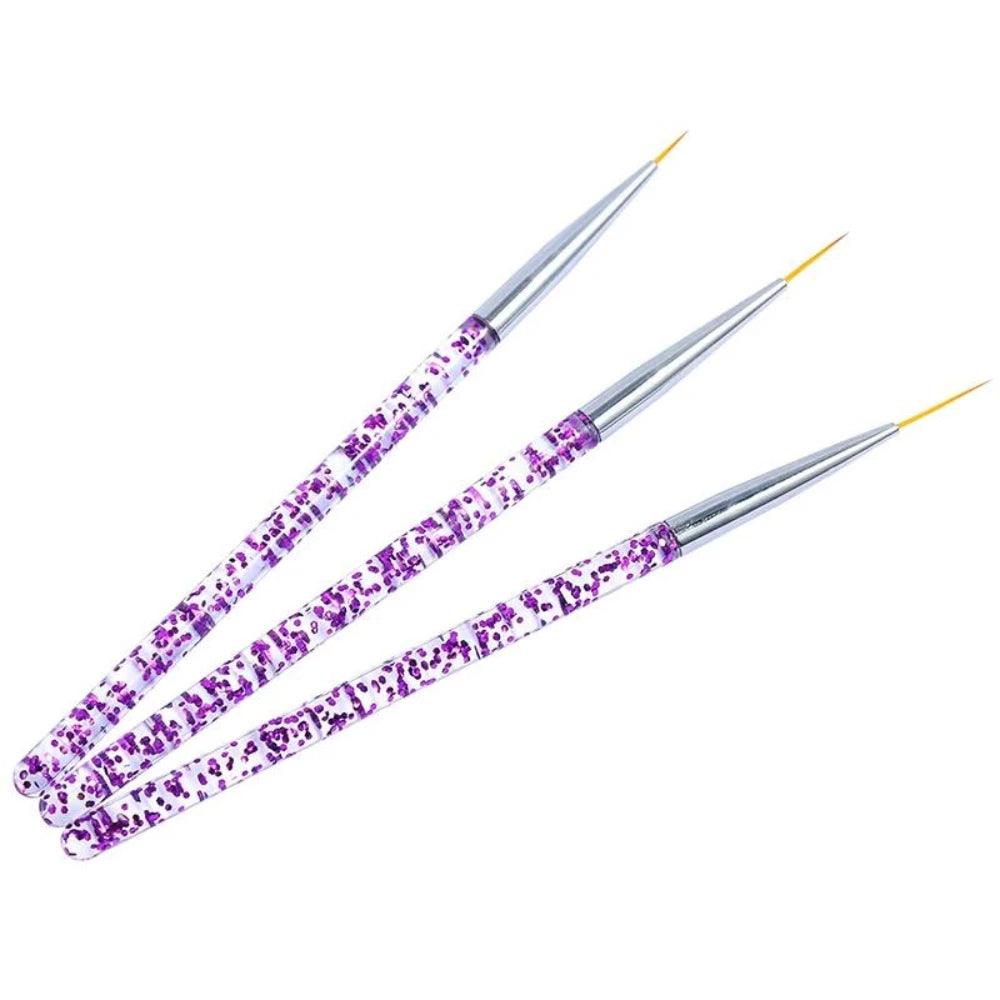 3pcs Acrylic Glitter Nail Art Liner Brush - Glowish