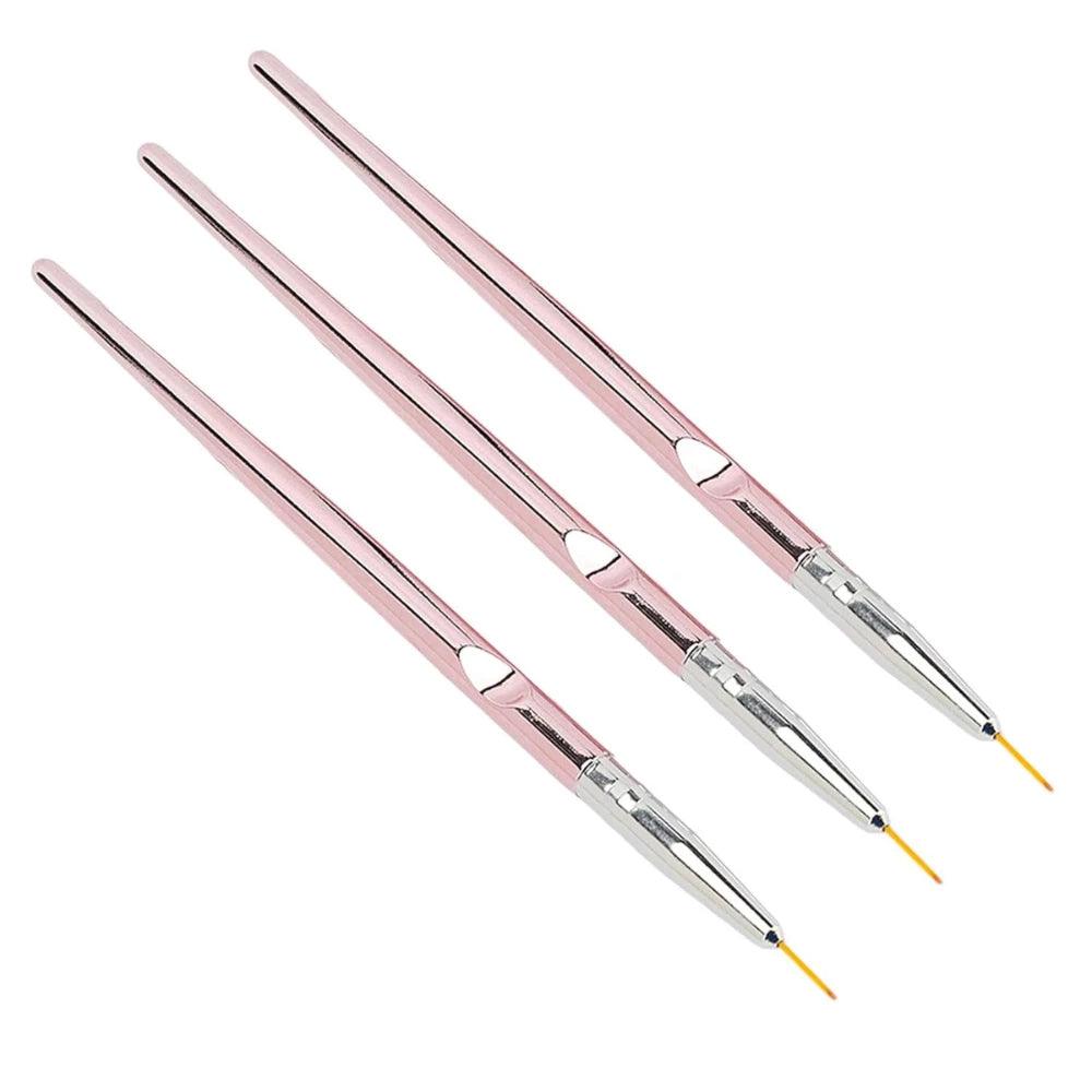 3Pcs Rose Gold Nail Art Lines Painting Pen Brushes - Glowish