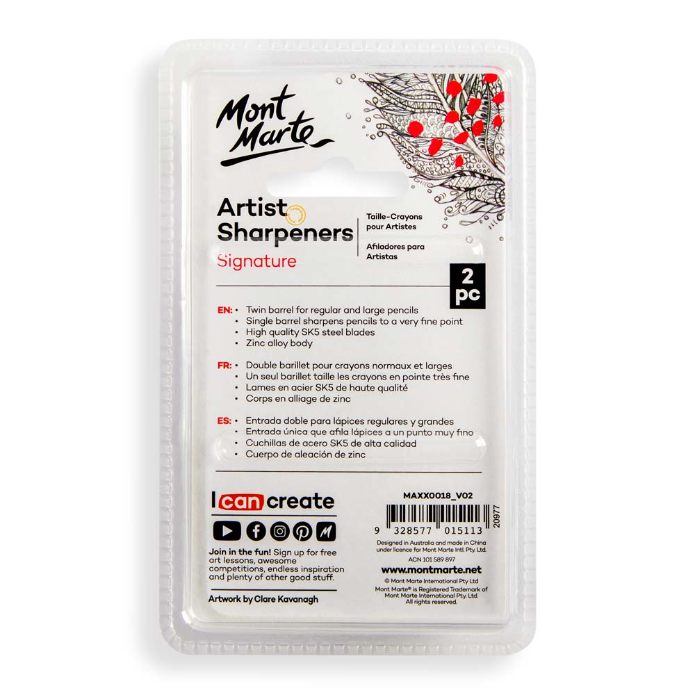 Artists Sharpener Set Zinc Alloy 2pce - Mont Marte - Glowish