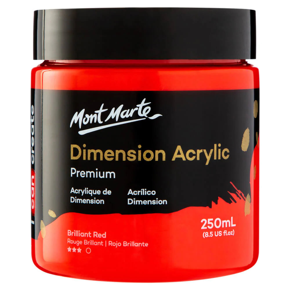 Dimension Acrylic Premium 250ml - Brilliant Red - Mont Marte - Glowish
