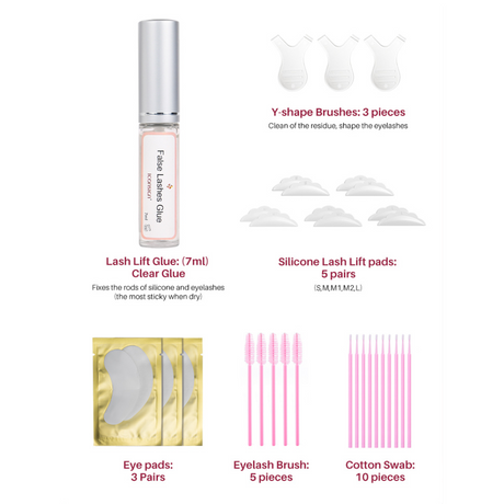 Lash Lift Kit - Eyelash Perming Set with Eyepad and Brush - Glowish