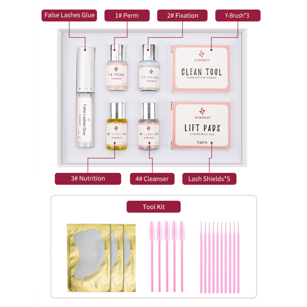 Lash Lift Kit - Eyelash Perming Set with Eyepad and Brush - Glowish