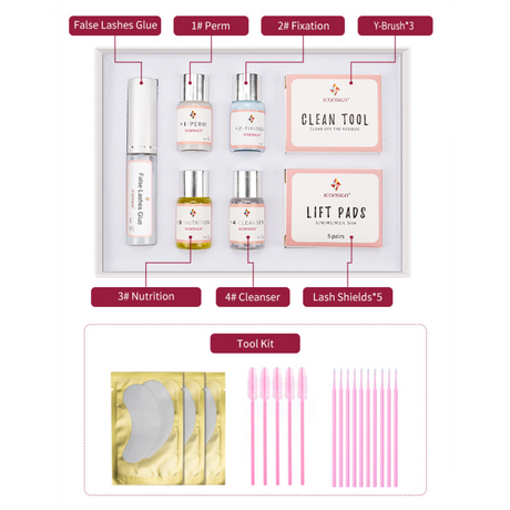 Lash Lift Kit - Eyelash Perming Set with Eyepad and Brush - Glowish