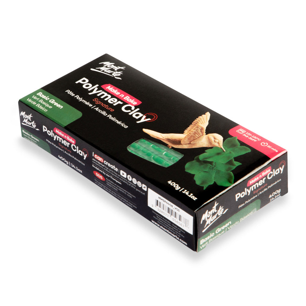 Make n Bake Polymer Clay Signature 400g Basic Green - Mont Marte - Glowish
