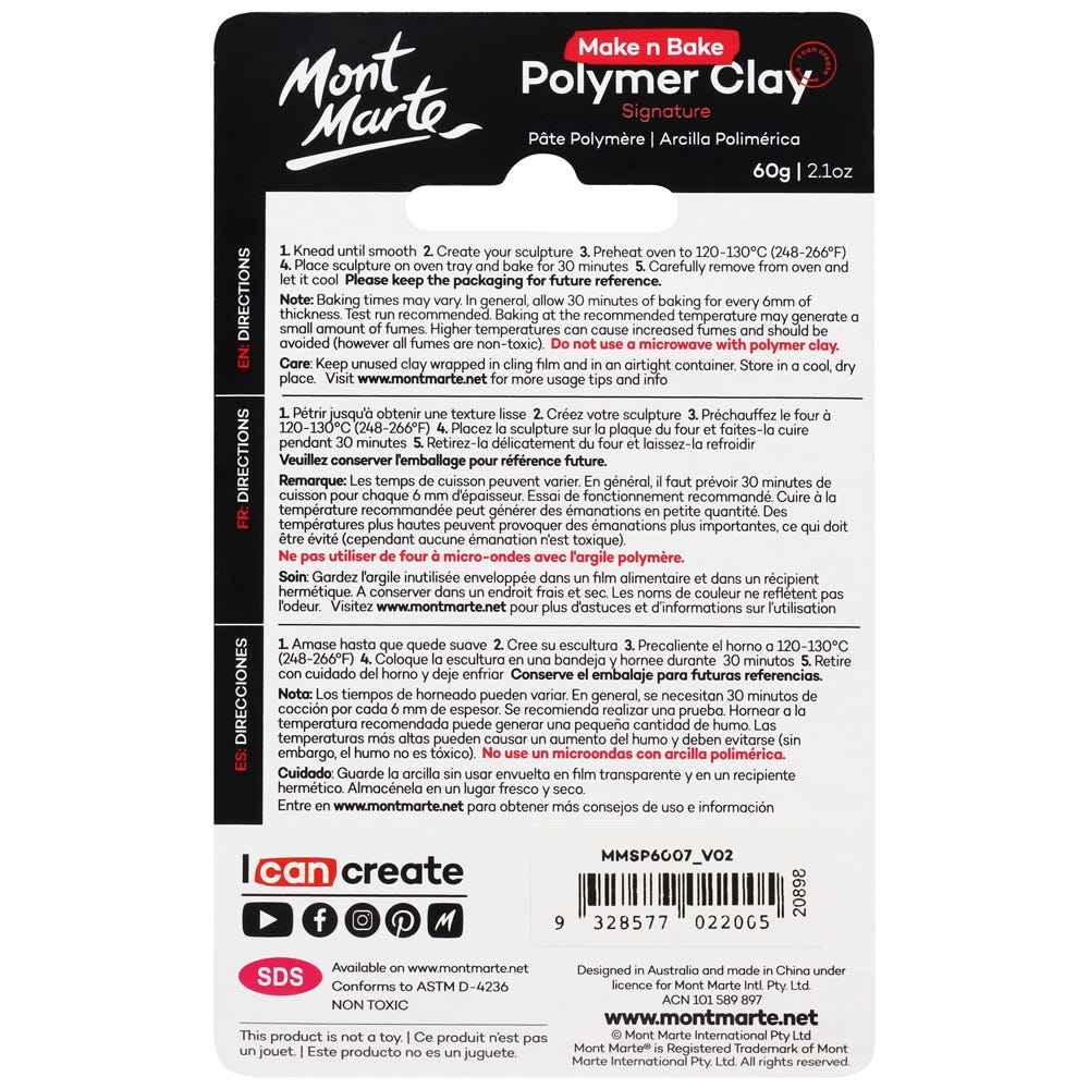 Make n Bake Polymer Clay Signature 60g - Umber Mont Marte - Glowish