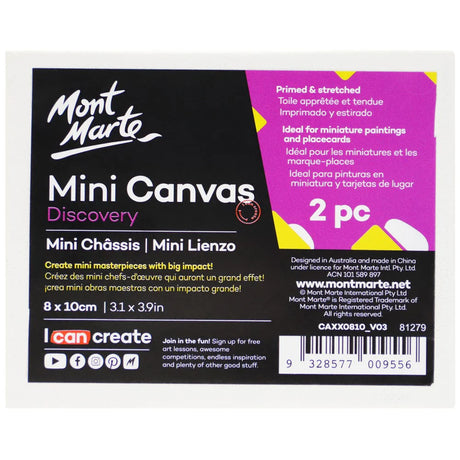 Mini Canvas Discovery 8 x 10cm (3.1 x 3.9in) 2pce - Mont Marte - Glowish