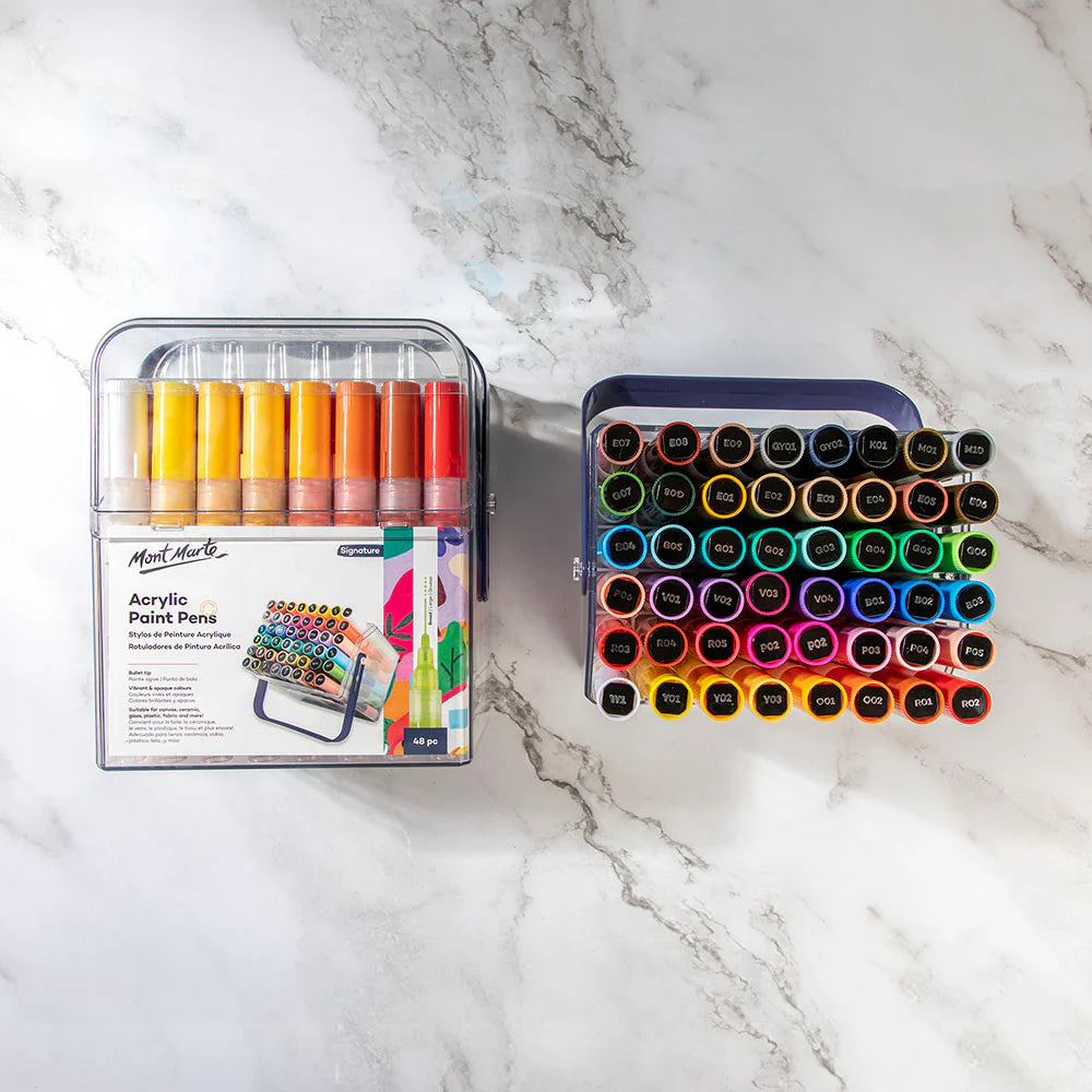 Mont Marte Acrylic Paint Pens Broad Tip in Case 48pc - Glowish