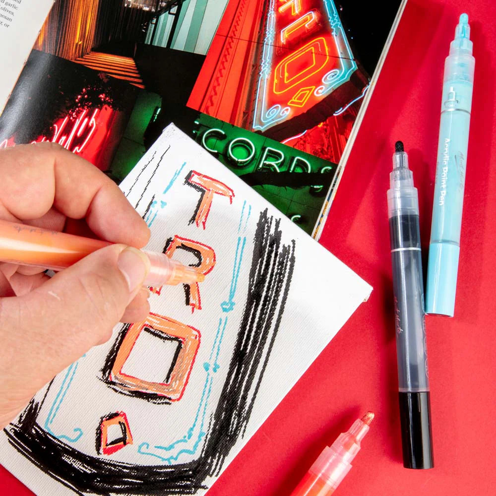 Mont Marte Acrylic Paint Pens Broad Tip in Case 48pc - Glowish