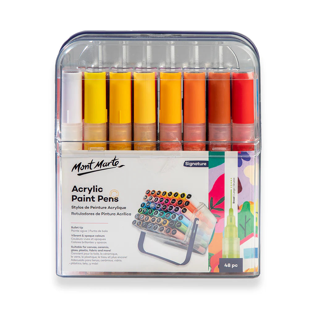Mont Marte Acrylic Paint Pens Broad Tip in Case 48pc - Glowish