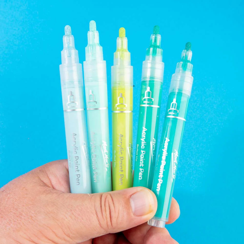 Mont Marte Acrylic Paint Pens Broad Tip in Case 48pc - Glowish