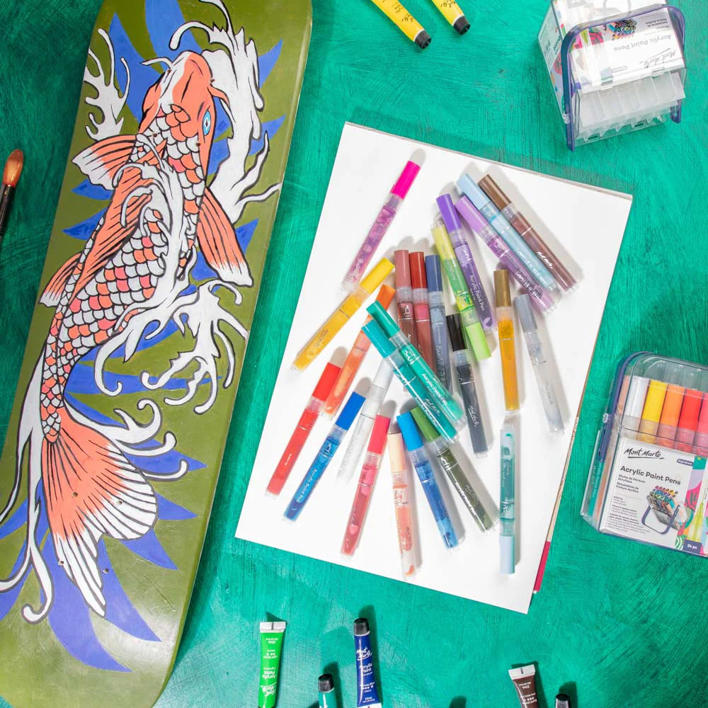 Mont Marte Acrylic Paint Pens Broad Tip in Case 48pc - Glowish