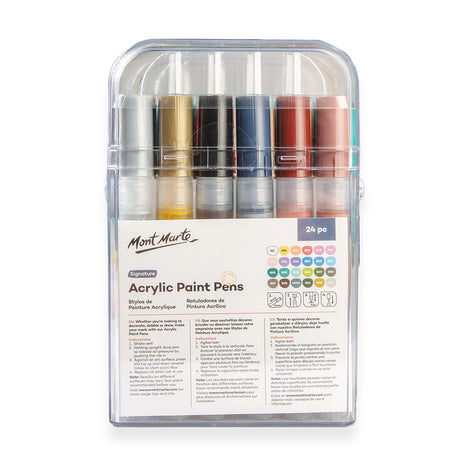 Mont Marte Acrylic Paint Pens Broad Tip in Case 24pc - Glowish