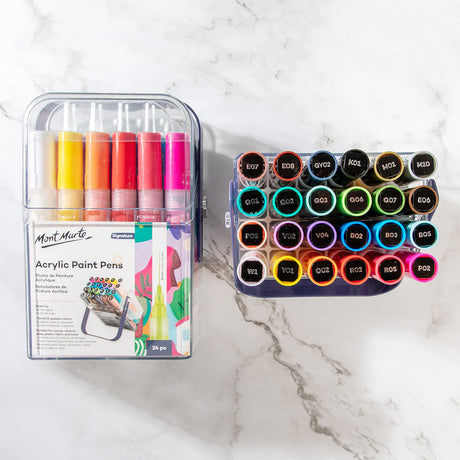 Mont Marte Acrylic Paint Pens Broad Tip in Case 24pc - Glowish