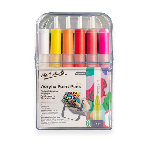 Mont Marte Acrylic Paint Pens Broad Tip in Case 24pc - Glowish