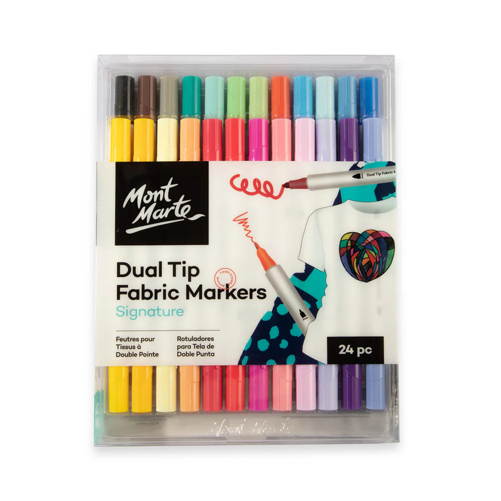 Dual Tip Fabric Markers Signature 24pc - Mont Marte - Glowish