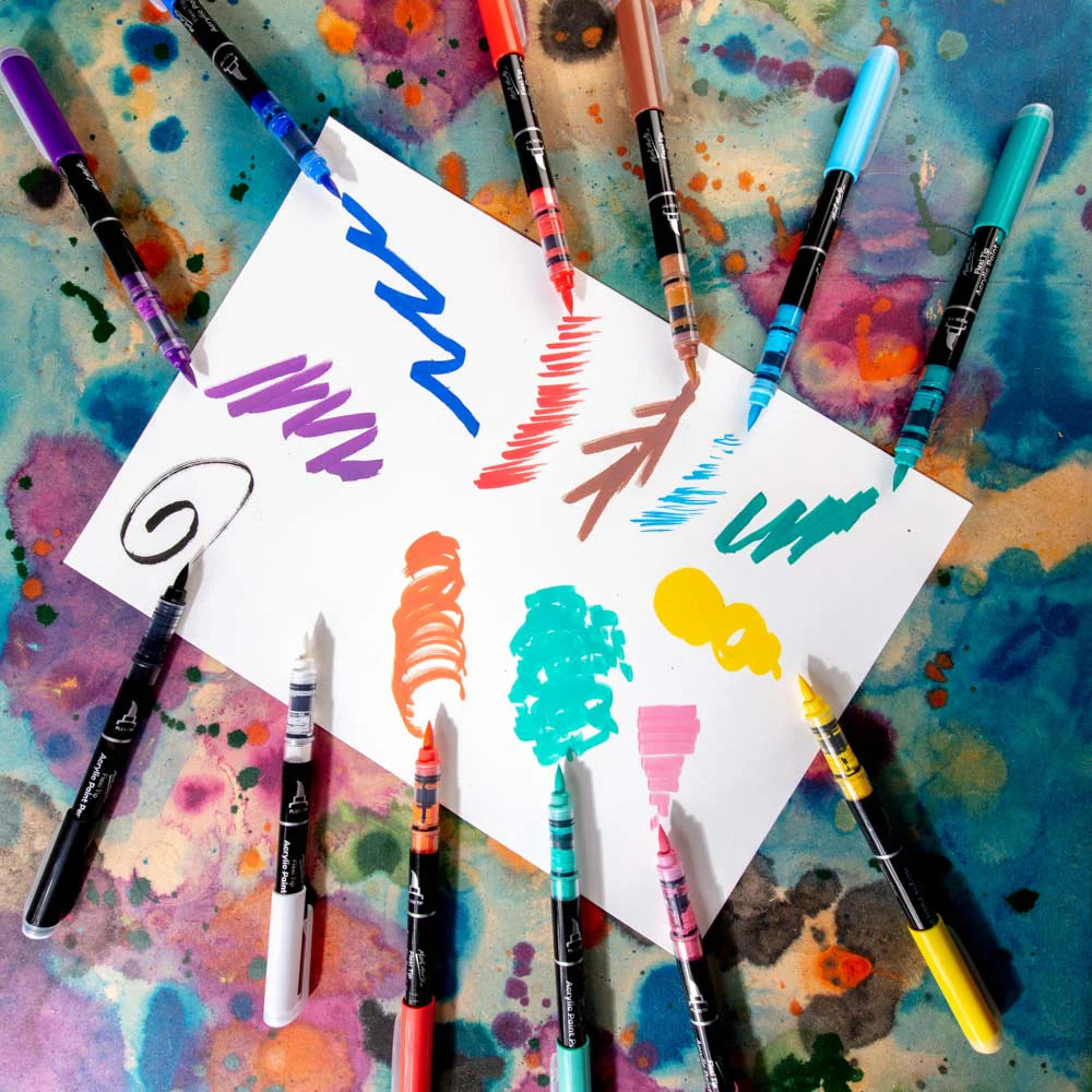 Flexi Tip Acrylic Paint Pens Premium 12pc - Mont Marte - Glowish