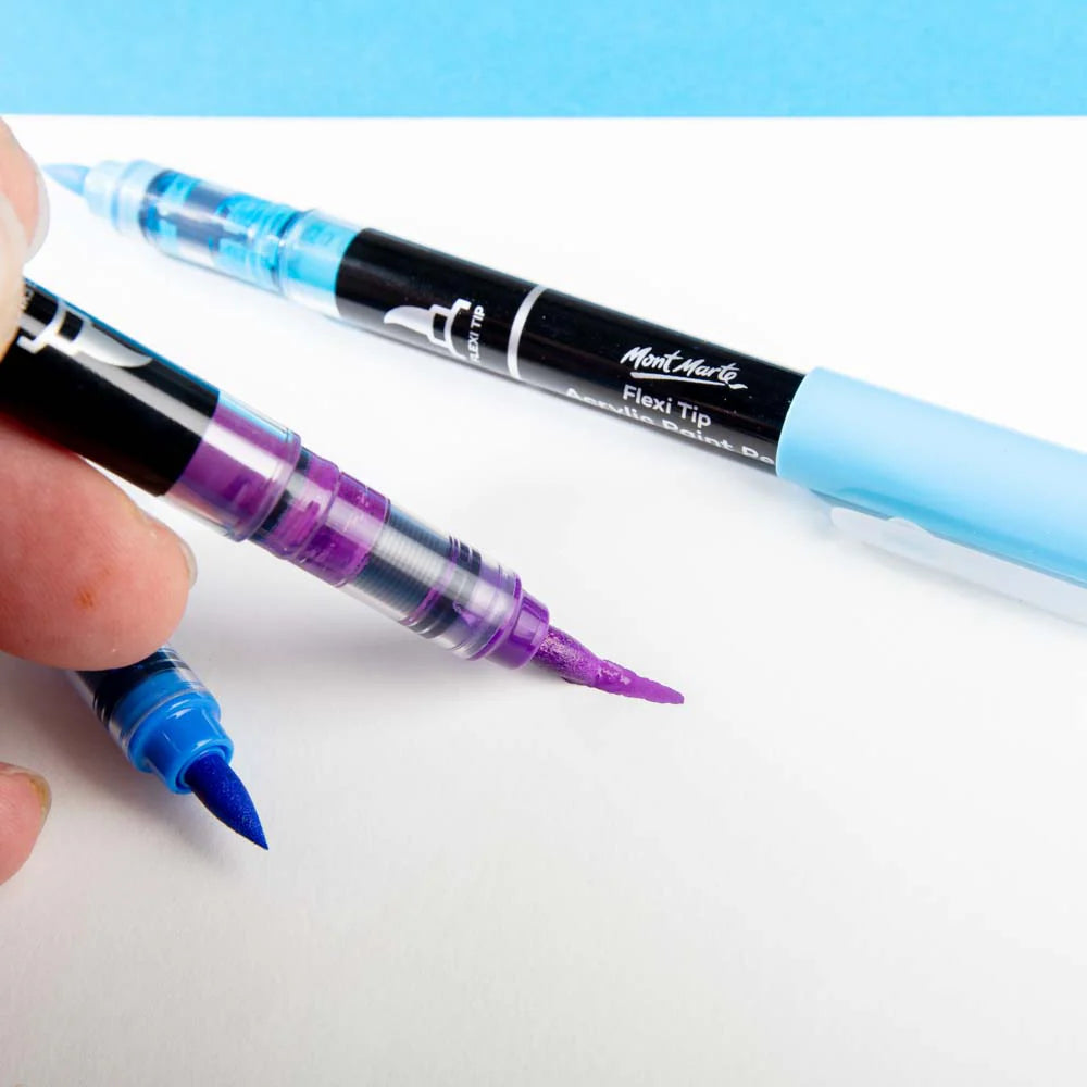Flexi Tip Acrylic Paint Pens Premium 12pc - Mont Marte - Glowish