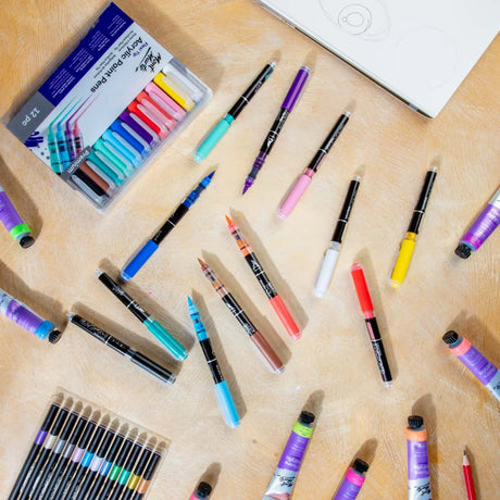 Flexi Tip Acrylic Paint Pens Premium 12pc - Mont Marte - Glowish