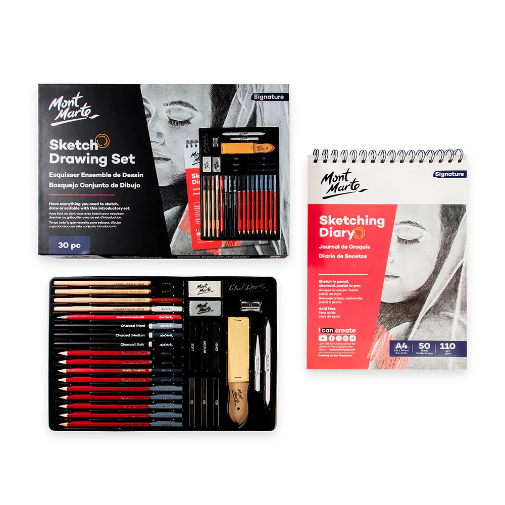 Sketch Drawing Set Signature 30pc - Mont Marte - Glowish
