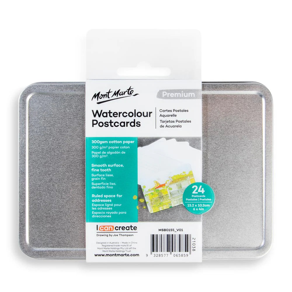 Watercolour Postcards Premium 300gsm 24 Cards 15.2 x 10.2cm (6 x 4in) Mont Marte - Glowish
