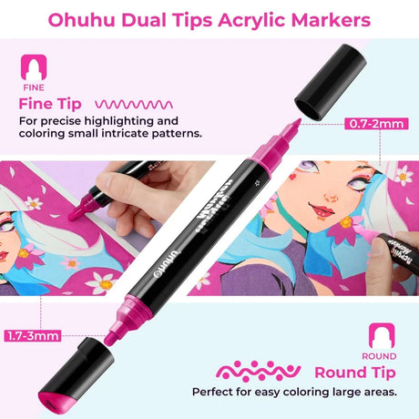 Ohuhu Acrylic Markers 30 Colours - Glowish