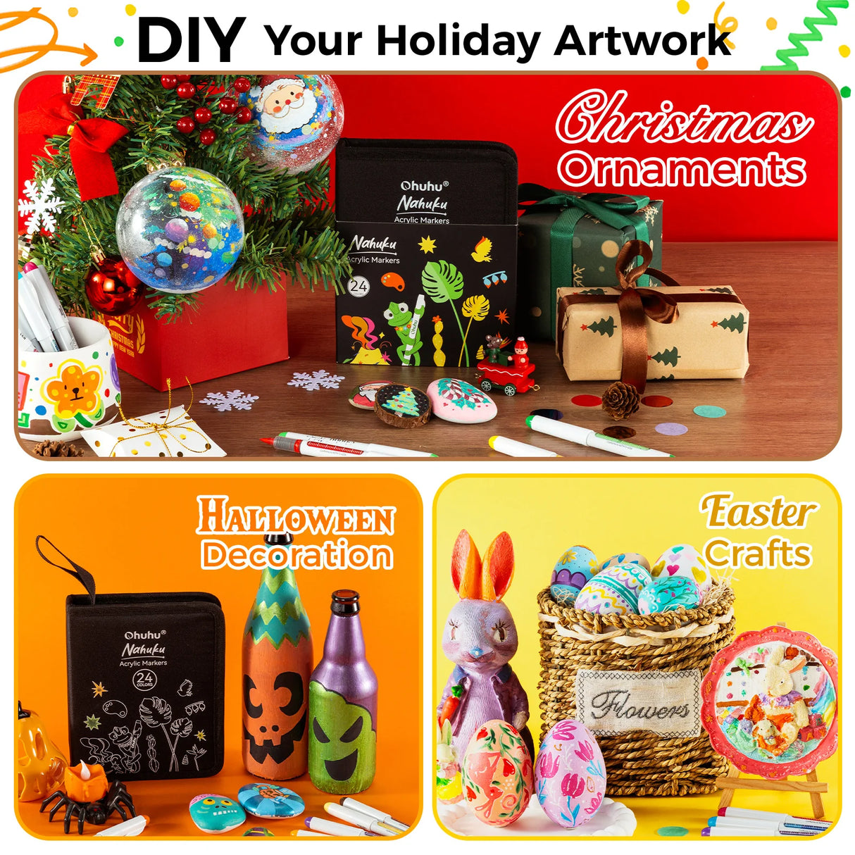 Ohuhu Acrylic Paint Pens 24 Colours