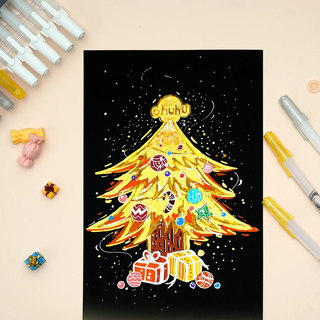 Ohuhu Gold Silver White Gel Pens: 12 Pack