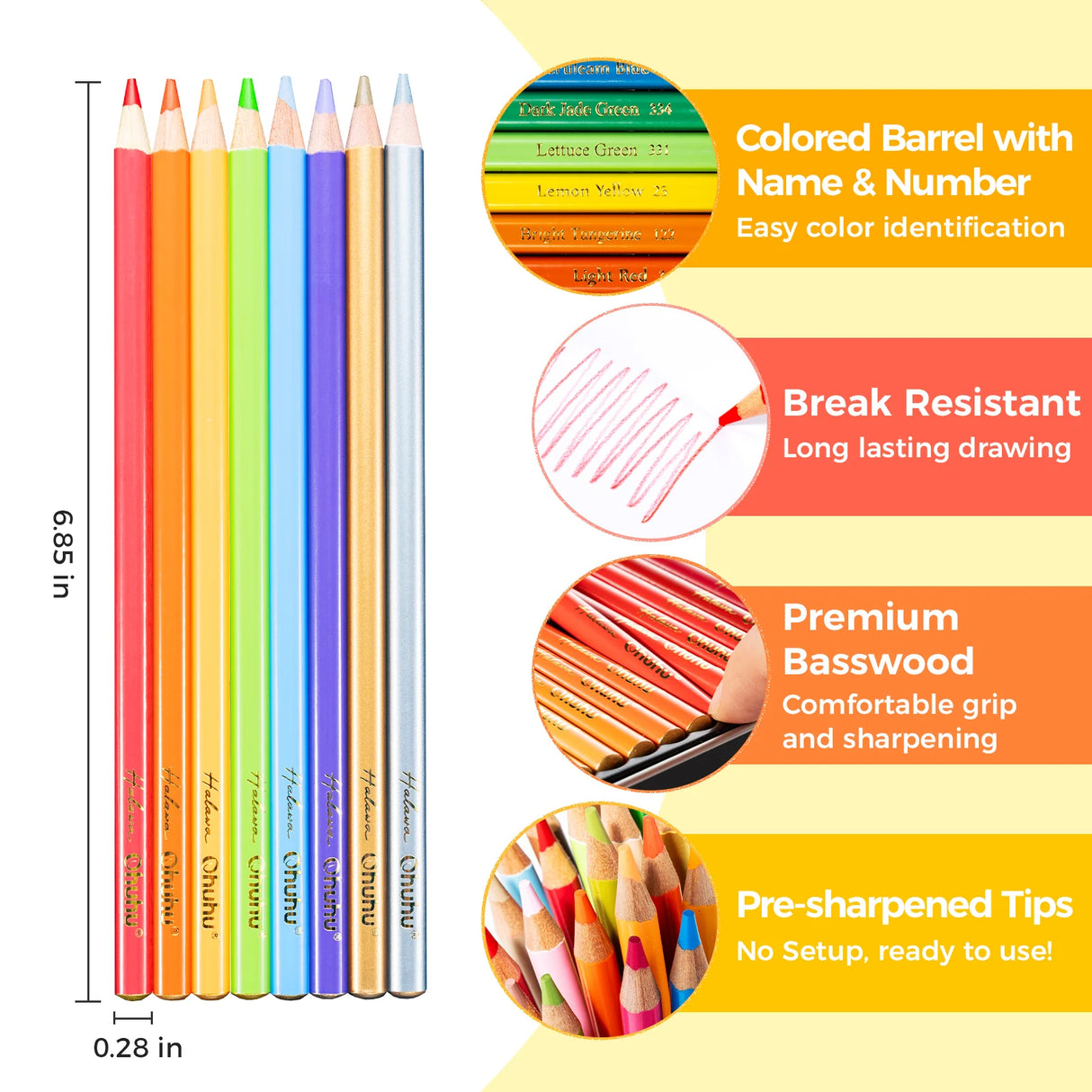Ohuhu Halawa Series 72 Colours Oil-based Coloured Pencils