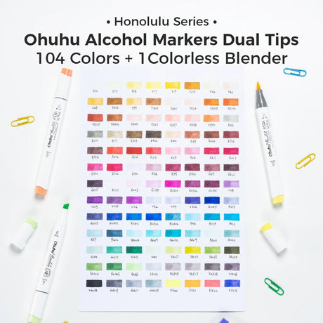 Ohuhu Honolulu 104 Colours Dual Tip Alcohol Art Markers - Glowish