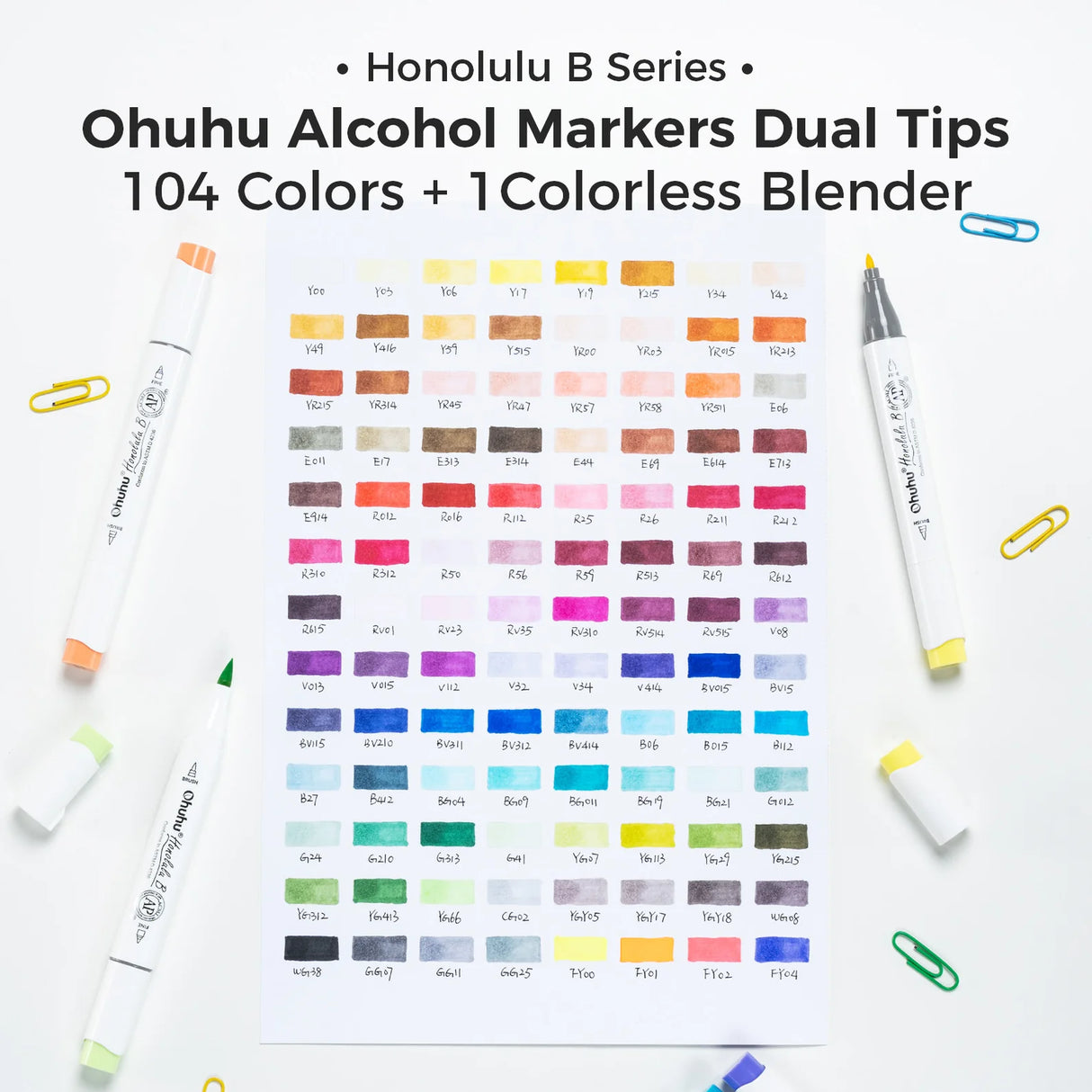 Ohuhu Honolulu B 104+1 Colourless Blender & Fine Marker Set