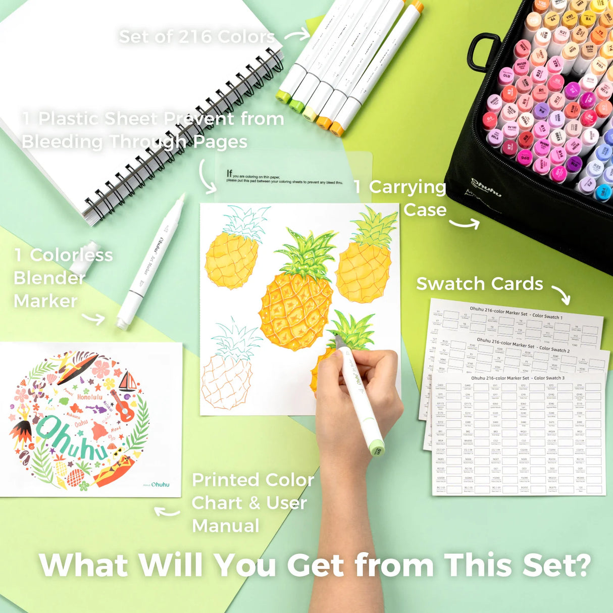 Ohuhu Honolulu B 216 Colours Dual Tip Alcohol Art Markers