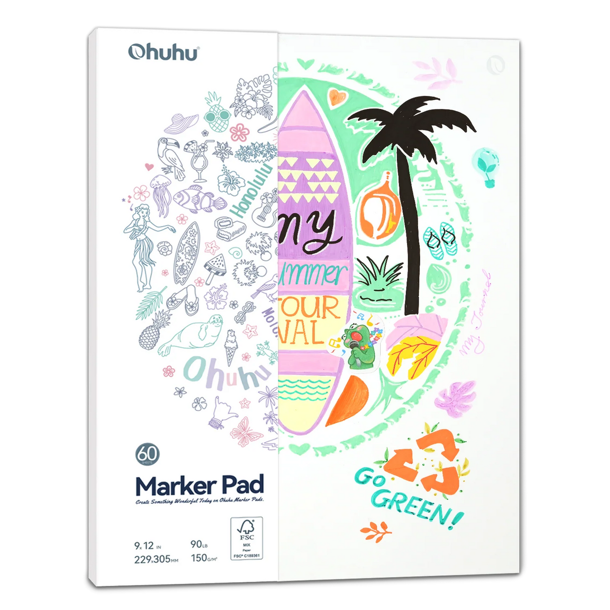 Ohuhu Marker Pad 9x12 120LB 200GSM Bleedproof Double-Sided