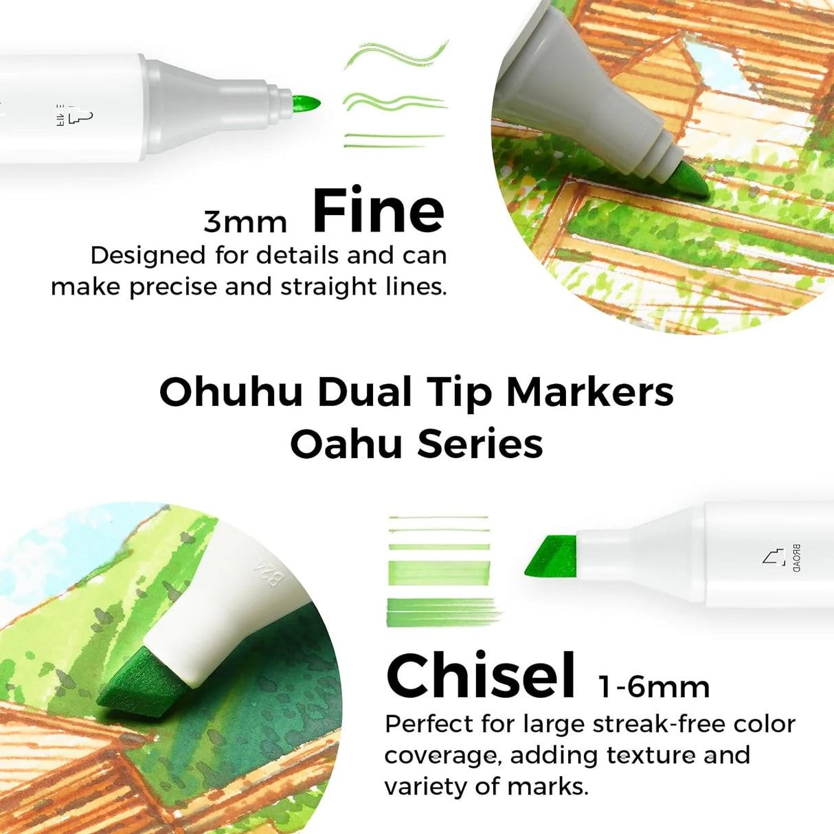 Ohuhu Oahu 80 Colours Dual Tip Alcohol Art Markers