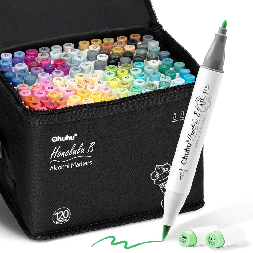 Ohuhu Honolulu B 120 Colours Brush & Fine Marker Set