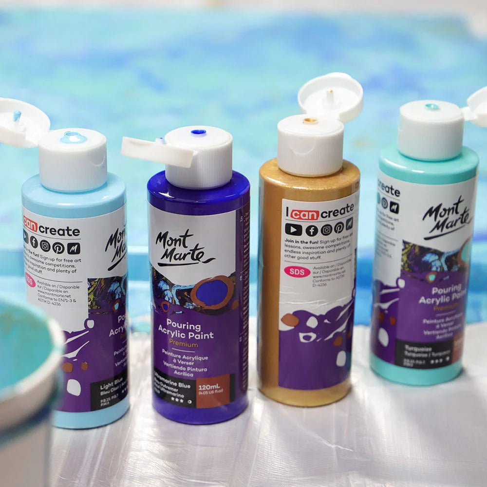 Pouring Acrylic Paint Set Premium 4pc x 120ml - Golden Beach - Glowish