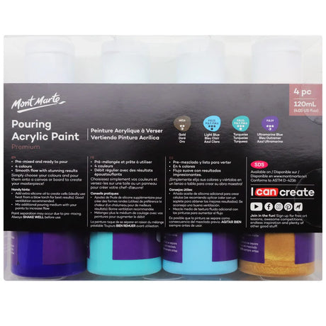 Pouring Acrylic Paint Set Premium 4pc x 120ml - Golden Beach - Glowish