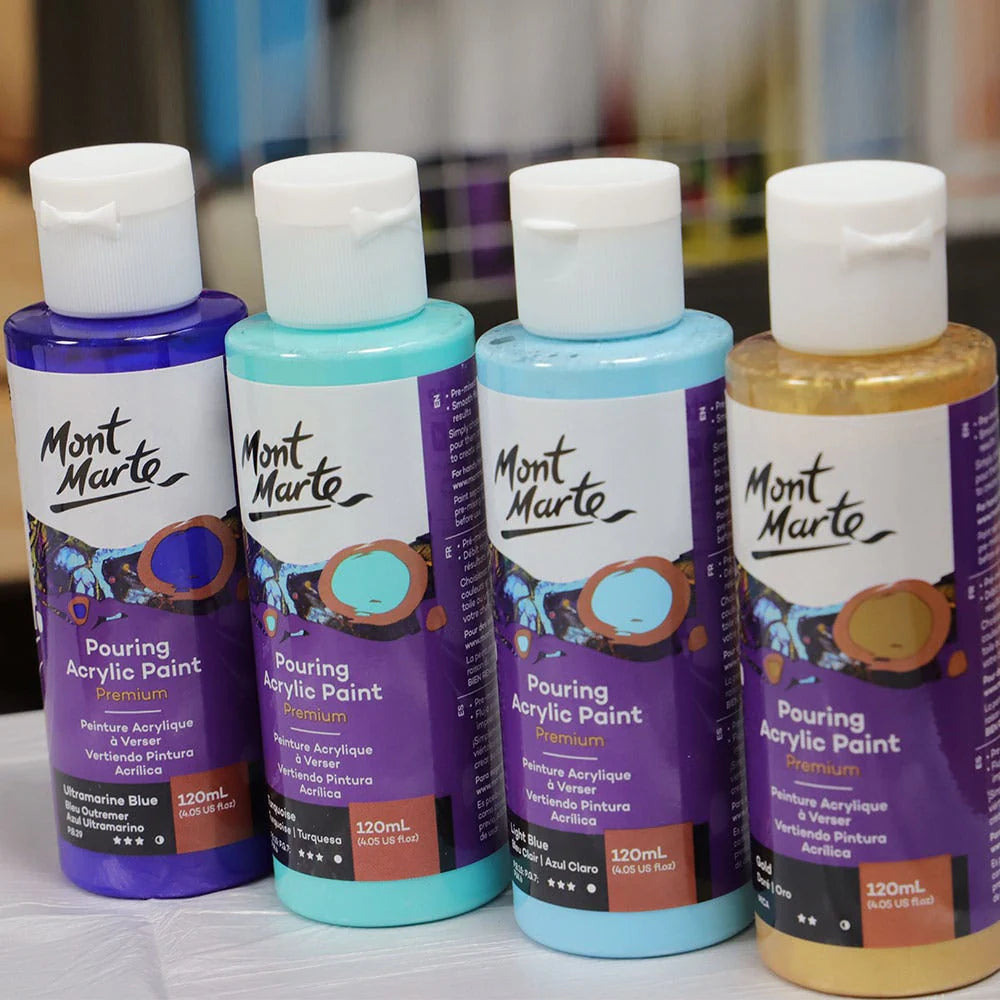 Pouring Acrylic Paint Set Premium 4pc x 120ml - Golden Beach - Glowish