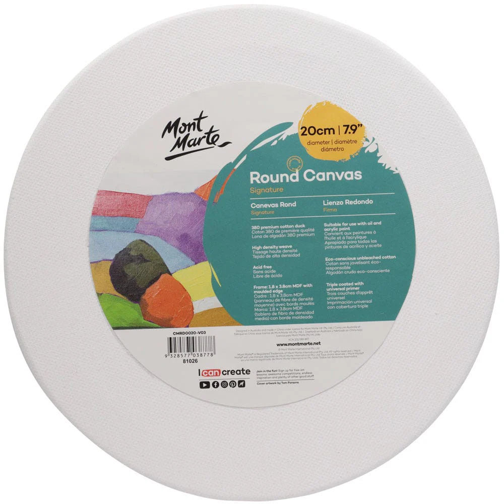 Round Canvas Signature 20cm (7.9in) - Mont Marte - Glowish