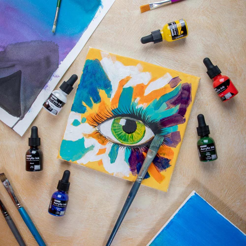 Acrylic Ink Premium 6pc x 20ml - Mont Marte - Glowish