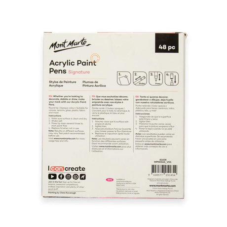 Acrylic Paint Pens Broad Tip 48pc - Mont Marte - Glowish