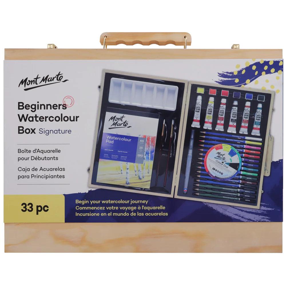Beginners Watercolour Box 33pc - Mont Marte - Glowish