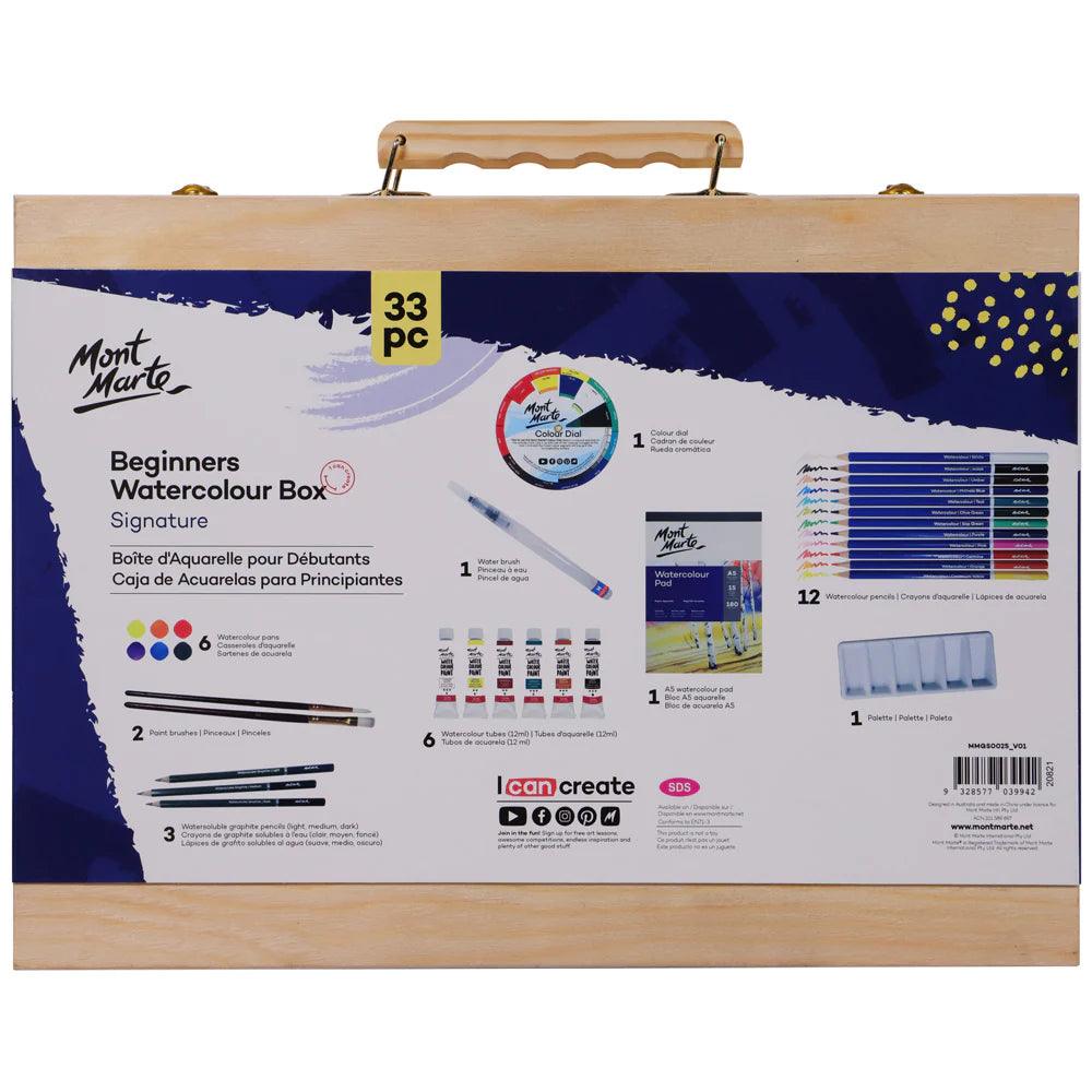 Beginners Watercolour Box 33pc - Mont Marte - Glowish