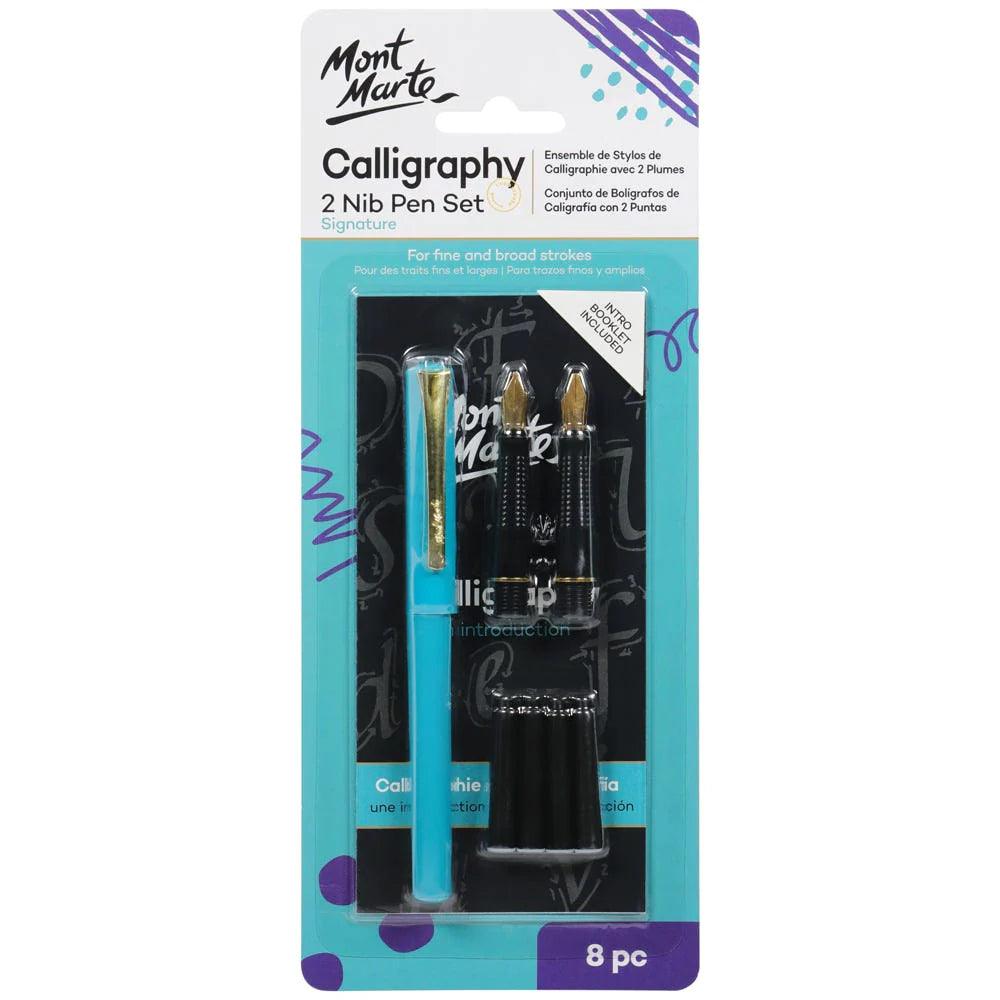 Calligraphy 2 Nib Pen Set Signature 8pc - Mont Marte Glowish Art supplies