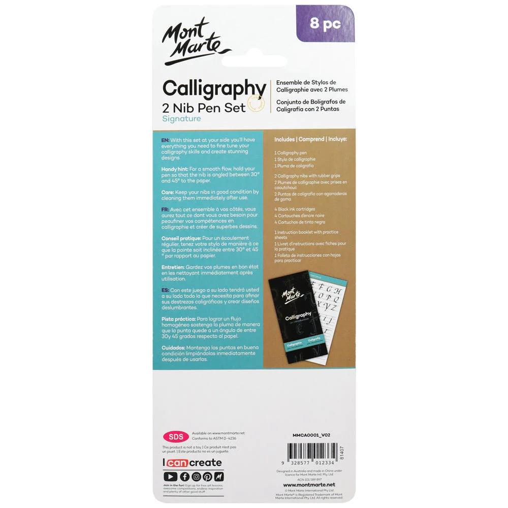 Calligraphy 2 Nib Pen Set Signature 8pc - Mont Marte Art and Craft Supplies