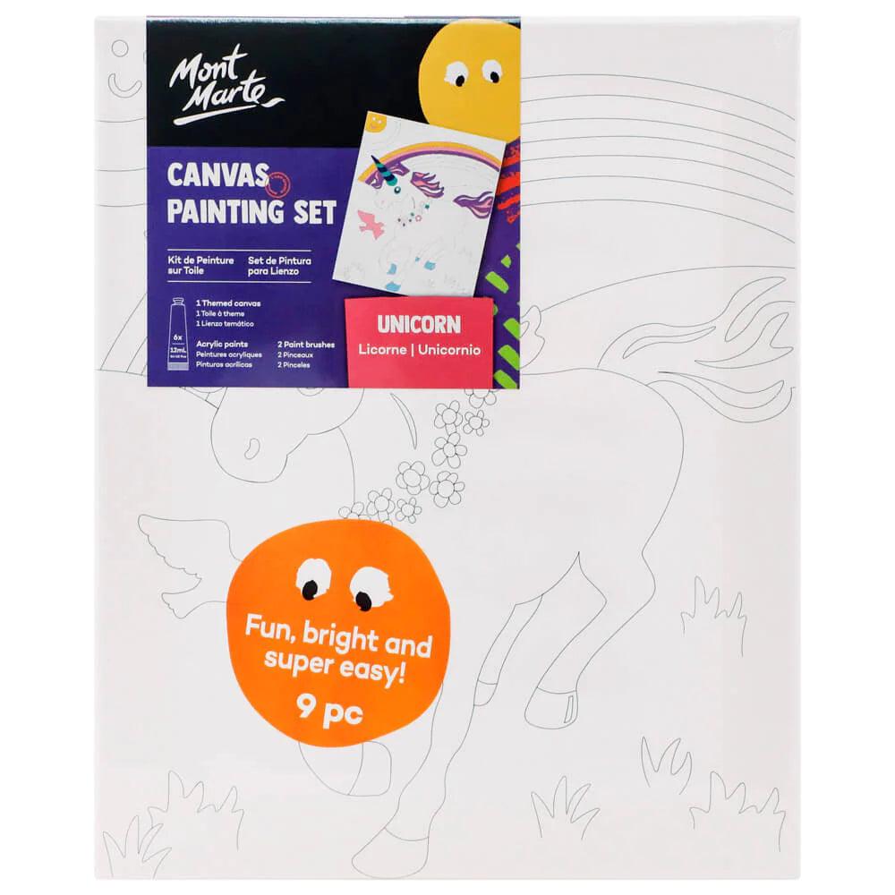 Canvas Painting Set 9pc - Unicorn Design - Mont Marte - Glowish