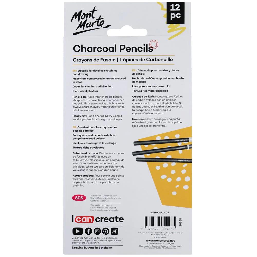 Charcoal Pencils Signature 12pc - Mont Marte - Glowish