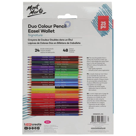 Duo Colour Pencil Easel Wallet 25pc - Mont Marte - Glowish