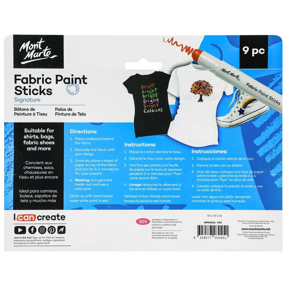 Fabric Paint Sticks Signature 9pc - Mont Marte - Glowish
